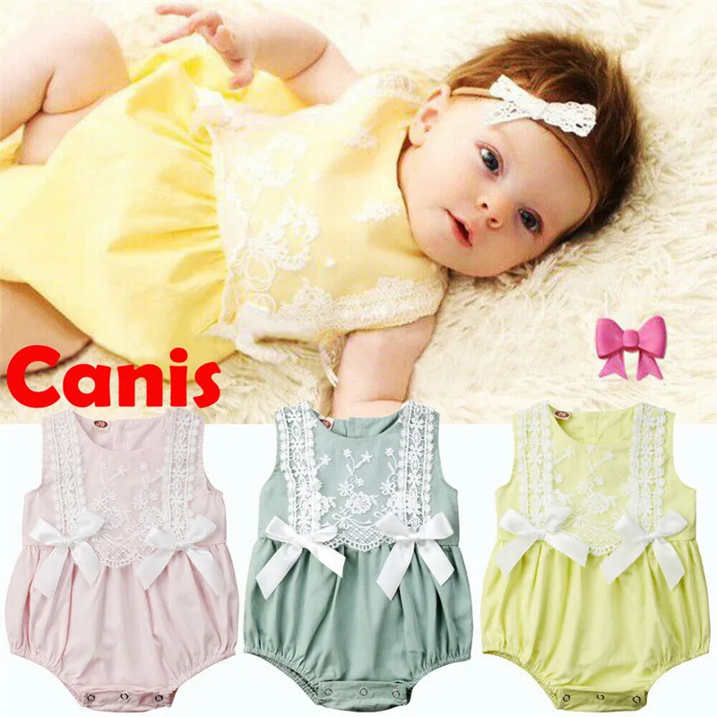 

PUDCOCO Newest Toddler Baby Girl Sleeveless Lace Summer Romper Jumpsuit Sweet Sunsuit Clothes 0-2T