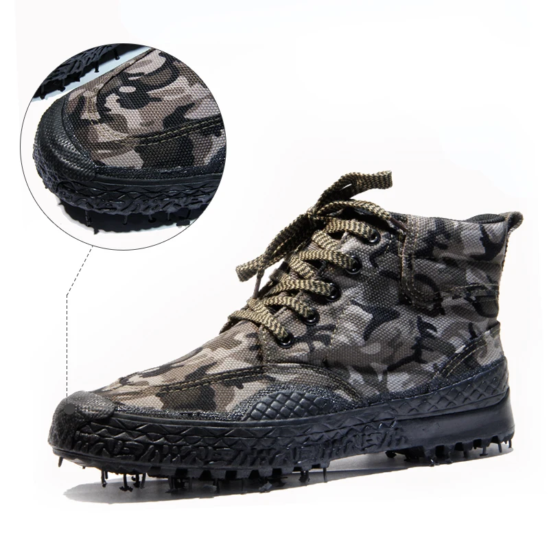 Men Women Training Camo Canvas Shoes Outdoor Sports Hiking Camping Climbing Non-slip Wearproof Breathable Boots