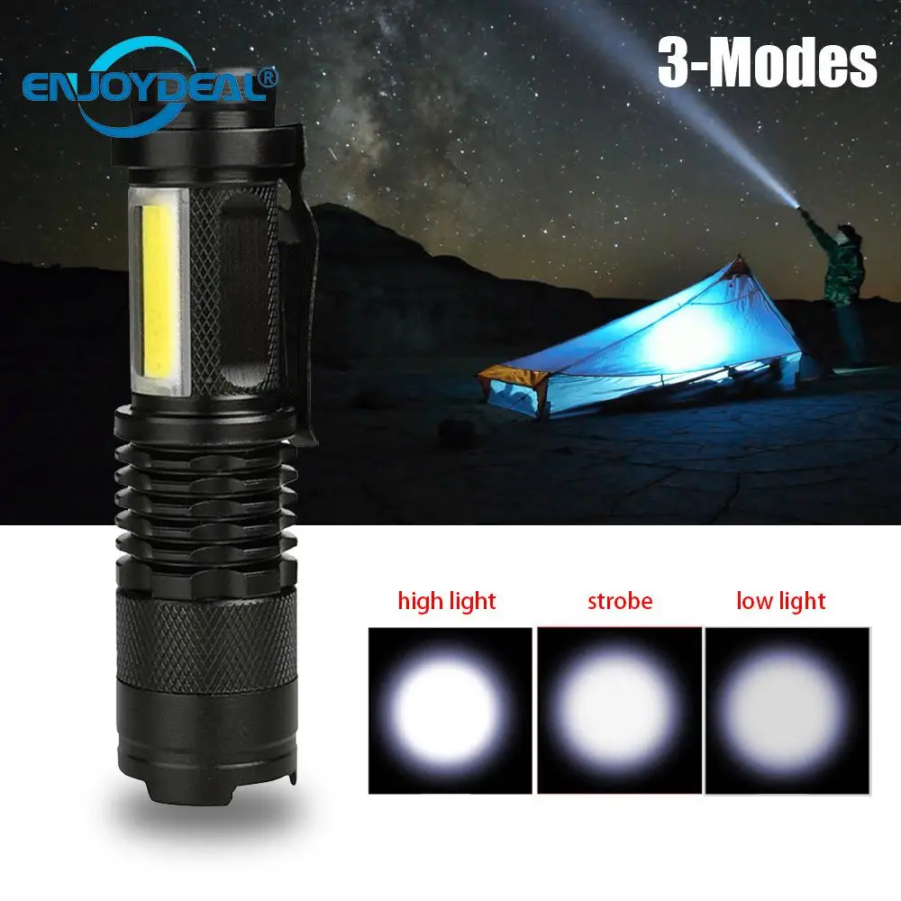 3800LM Q5 COB LED Flashlight Ultra Bright Zoomable Mini LED Flashlight Use AA 14500 Battery Focus Light 3 Mode Torch for outdoor