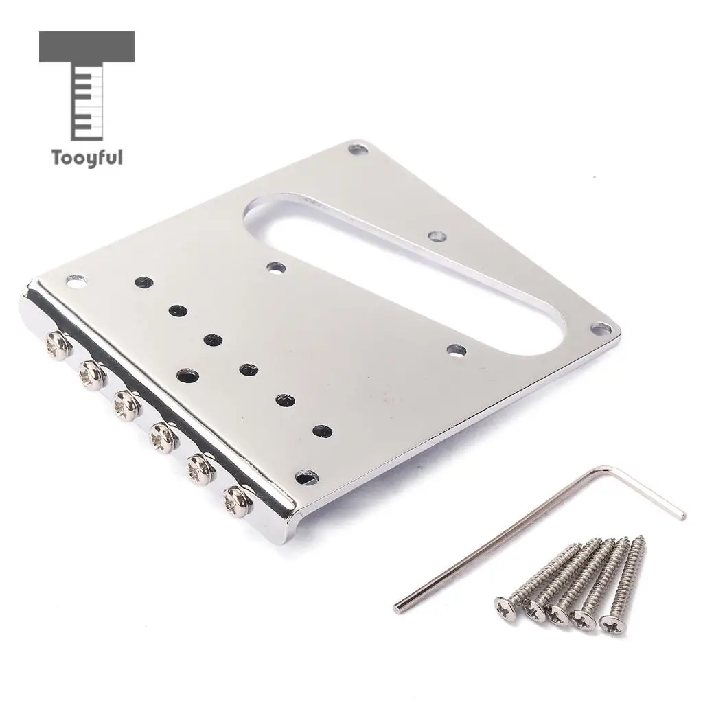 Chrome 6 Saddles Ashtray Bridge Tailpiece for Telecaster Tele TL Electric Guitar Replacement