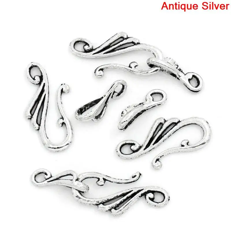 Doreen Box Lovely Toggle Clasps Hook Silver Color 25.5x12mm 16x8mm,50 Sets (B25384)