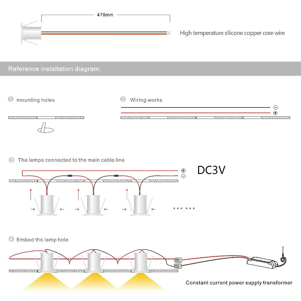 1W LED Mini Spotlight 15mm Cutout Recessed Lighting DC3V/12V IP65 Home Kitchen Ceiling Light 30D/120D Beam Angle Dropshipping