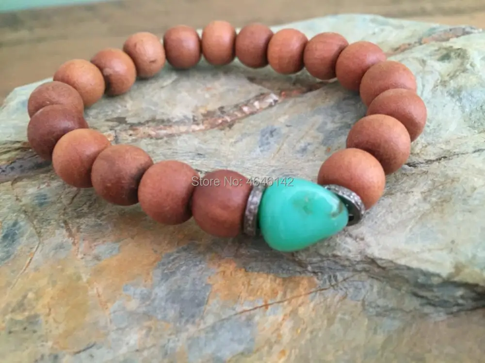 Natural Wood Beads Bracelets Men Prayer Meditation Turquoise Stone Balance Bracelet For Women Yoga