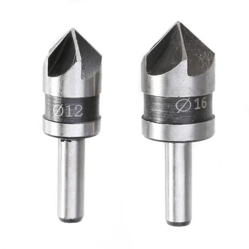 1/2-5/8 Round Shank Woodworking Five Flutes Countersink Drill Bit 2 PCS/ Set