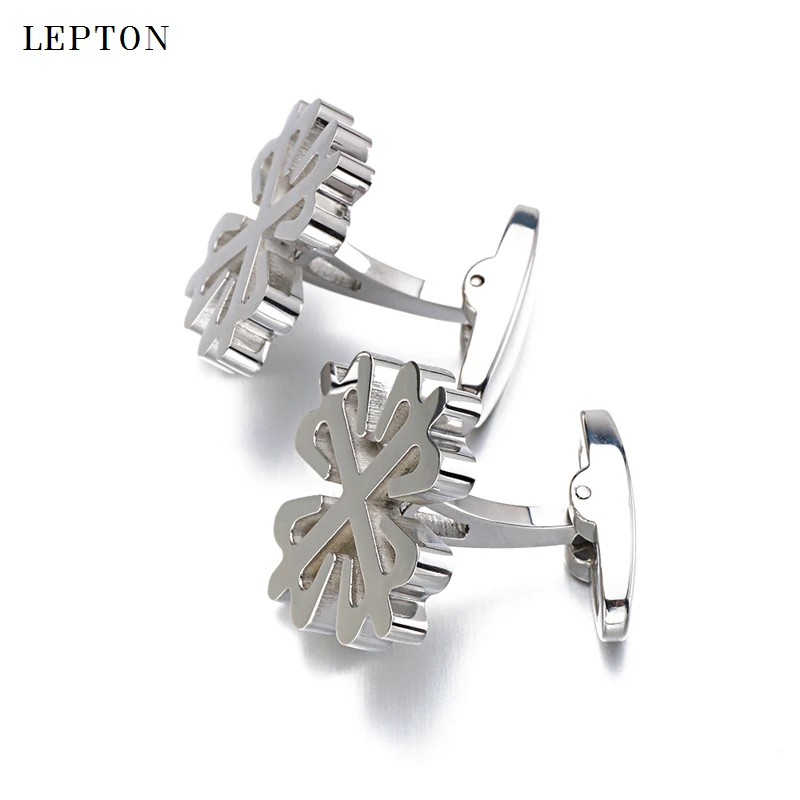 Lepton Stainless Steel Cufflinks For Mens Hot Sale High Shiny Metal Cuff links Wedding Party Gift Men Shirt Cuffs Cufflink