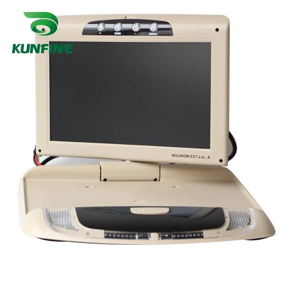 KUNFINE 9 Inch Car Roof Monitor LCD Flip Down Screen Overhead Multimedia Video Ceiling Roof mount Display