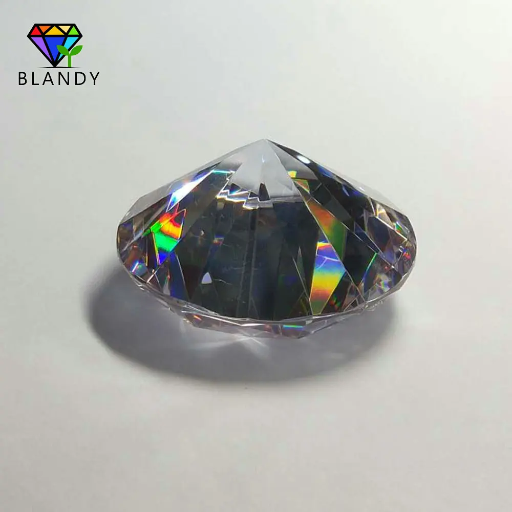 Piedras de circonita cúbica de corte redondo brillante, piedra sintética blanca para joyería, 5A, 10 ~ 80mm, envío gratis, 1 unidad/lote