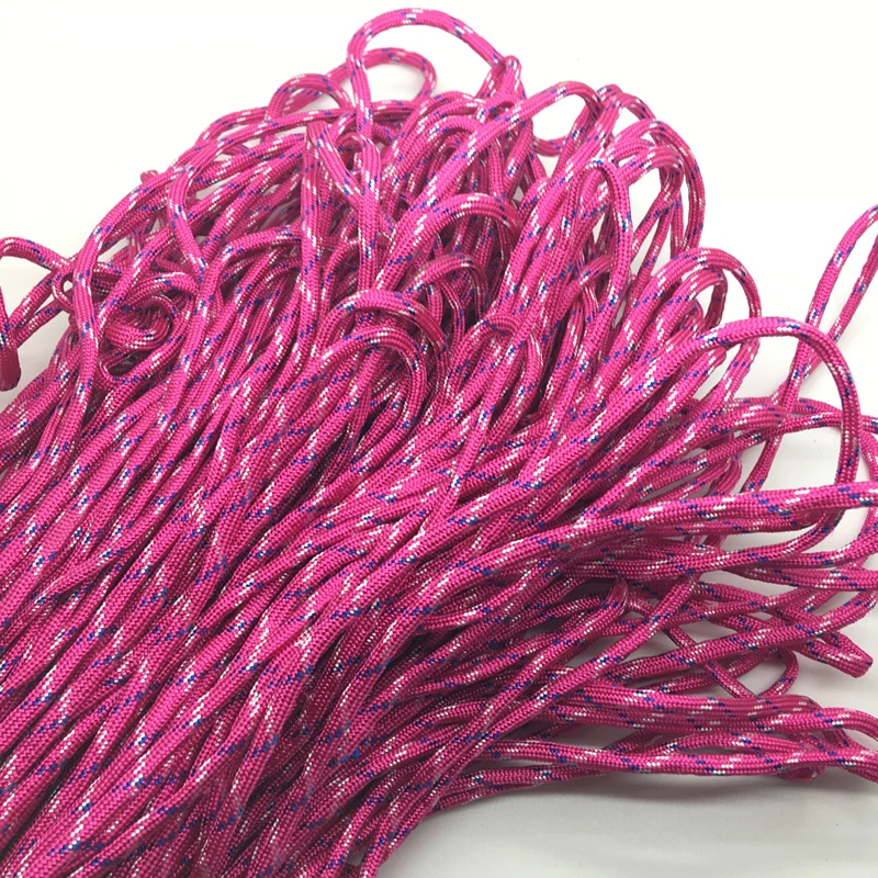 10yds/Lot Mxi color Paracord Bracelets Rope 7 Strand Parachute Cord CAMPING HiKING #Rose+white+blue