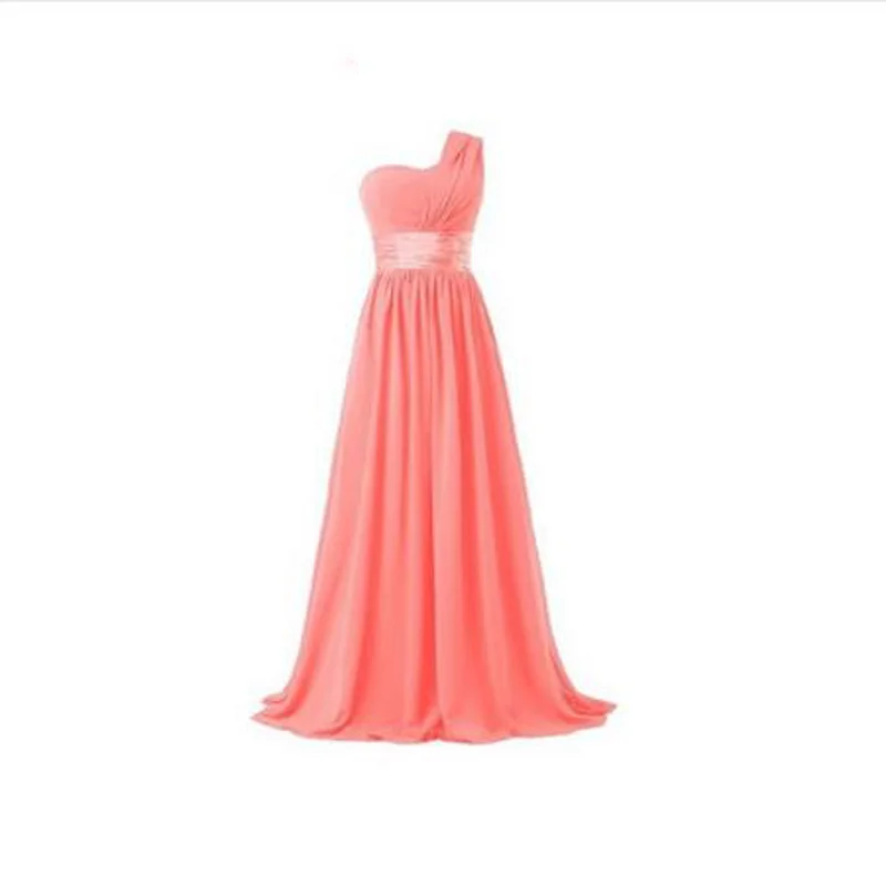 Brautjungfer Kleid Lange Chiffon Elfenbein/Champagne/Weiß Eine Schulter Formale Prom besitzt 2019 heißer