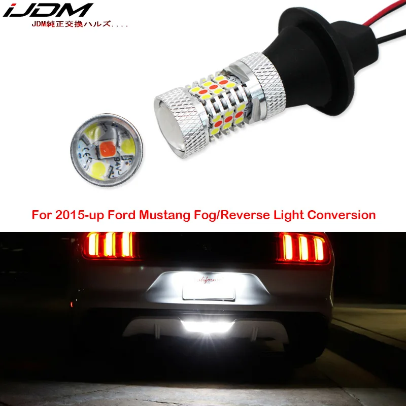 

iJDM Red/White LED 3156 led T25 for 2015-up Ford Mustang and 2011-2014 Chevrolet Volt 4th brake light/Rear Fog Lamp/Back up 12V