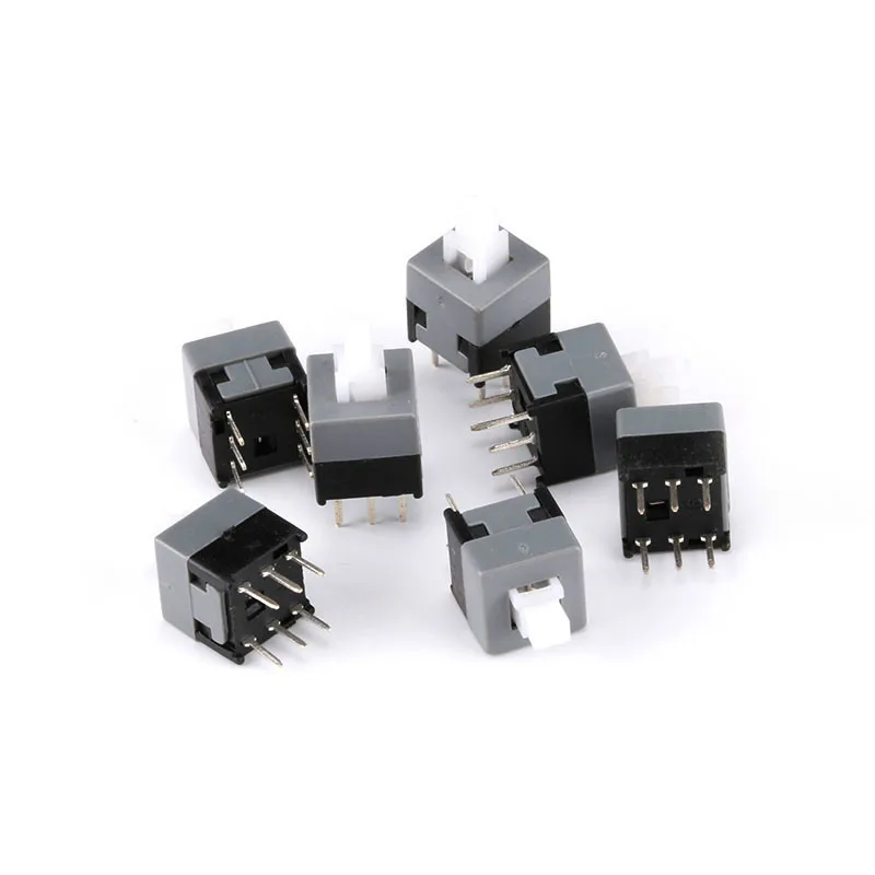 20PCS 8.5*8.5MM latching switch Button switch double row self-locking 6 Pin