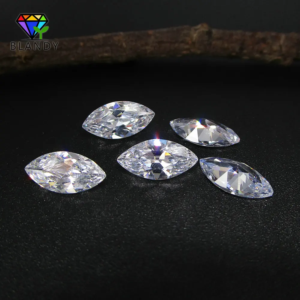 100pcs/lot Marquise Cut CZ Stone 5A 1.5*3mm-8*16mm 2*4mm 2.5*5mm 3*6m White Cubic Zirconia Stone Synthetic Gems For Jewelry