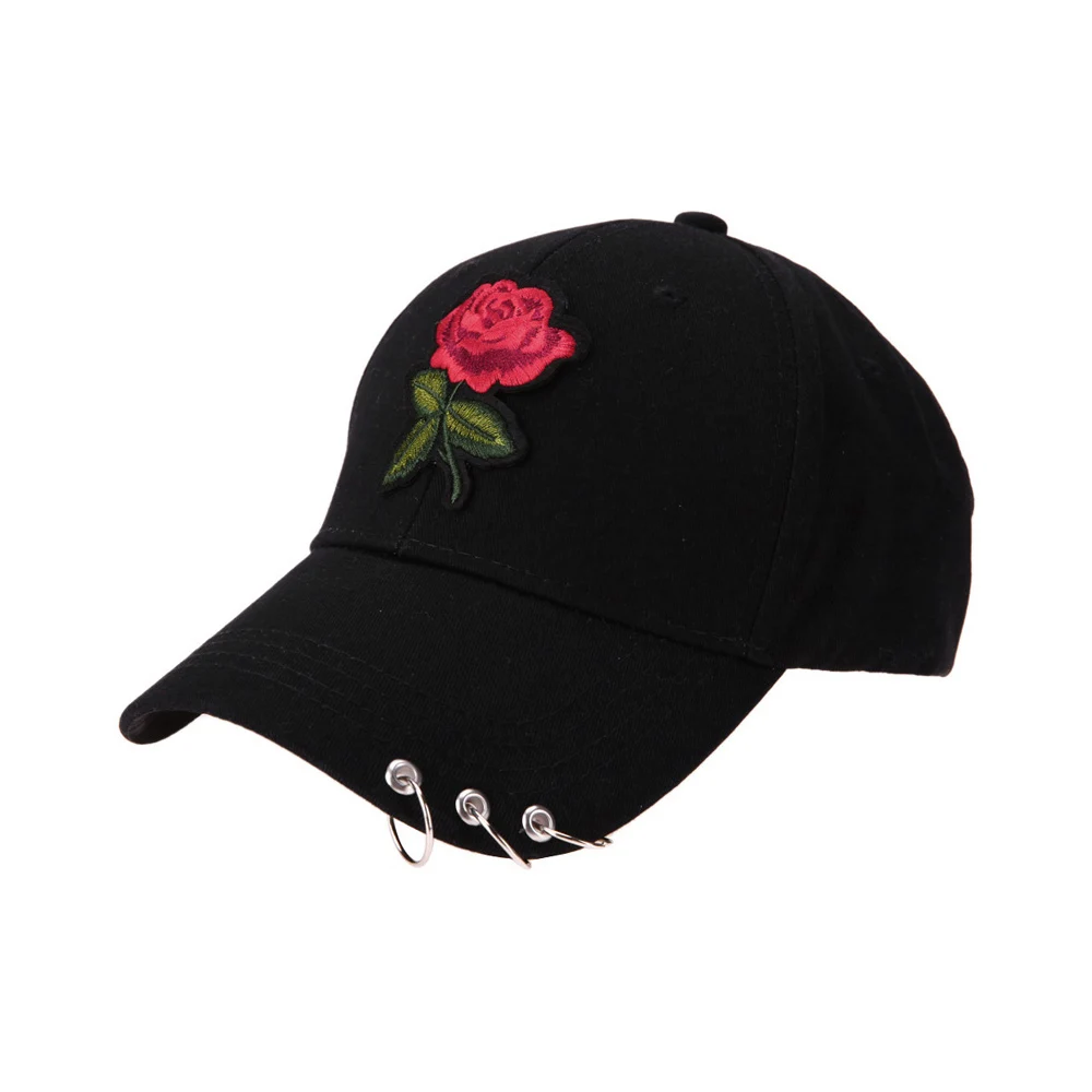 Women Men Hip Hop Kpop Snapback Baseball Cap Rose Flower With Rings Sport Dancing Travel Dad Hat Caps Streetwear Adjustable