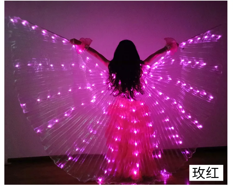 Ruoru Girls Colored Belly Dance LED Wings White Rainbow Children Kids Led Isis Wings Bellydance Performance Dancing Accessories