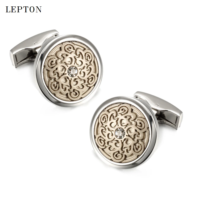 رجل الأعمال الفضة اللون الطوطم أزرار أكمام ليبتون موضة مستديرة جميلة الطوطم أزرار أكمام للرجال قميص الأصفاد أزرار أكمام Gemelos