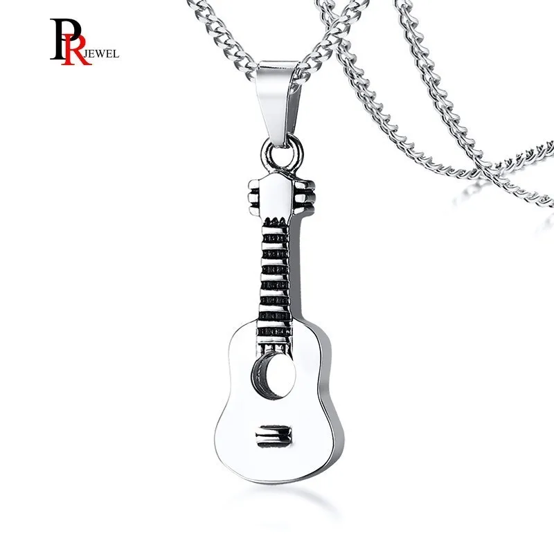 

Stainless Steel Guitar Cremation Pendants Ashes Holder Memorial Urn Necklaces for Men Woman