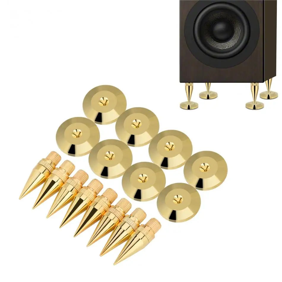 8 Pairs 6x36 MM Copper Speaker Spikes Isolation Stand + Base Pad Feet Mat Speaker Isolation speaker isolation pads Gold plating