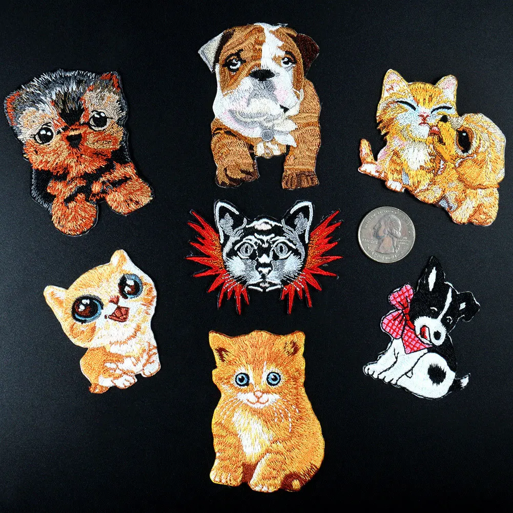 PGY Husky Patch For Baby Clothing Backpack Decoration Small Puppy Chihuahua Shiba Dog Applique Iron On Embroidery Patches Badge