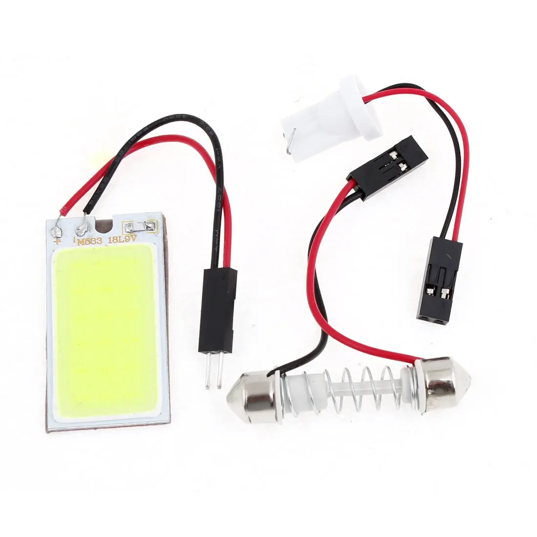 DC 12V Auto Super Bright White 18 COB LED Light Bulb Panel + T10 Festoon Adapters