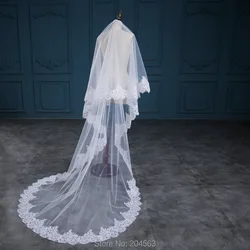 White or Ivory One-Layer Stunning Wedding Veils Lace EdgeTulle Veil for Bride with Comb HL