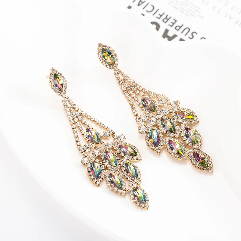 Big Crystal Drop Earrings Elegant Lady 2019 Brand New Fashion Wedding Jewelry Rhinestones Earring For Women Hot Sale E558