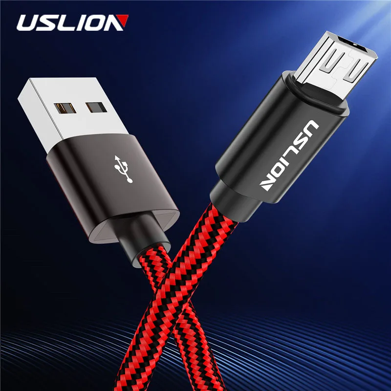 USLION Micro usb cable Fast Charging Data Sync Charge Nylon Braided Micro USB Charger Cable For Samsung Xiaomi Android Cables