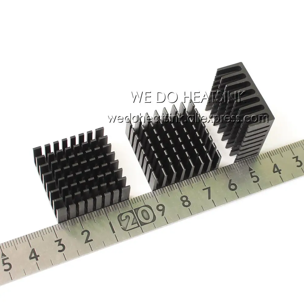 WE DO HEATSINK 10pcs 28x28x11mm Black Anodize Aluminum Heatsink Radiator Bi Directional Air Flow For IC Packages,BGA,PGA,QFP,LCC