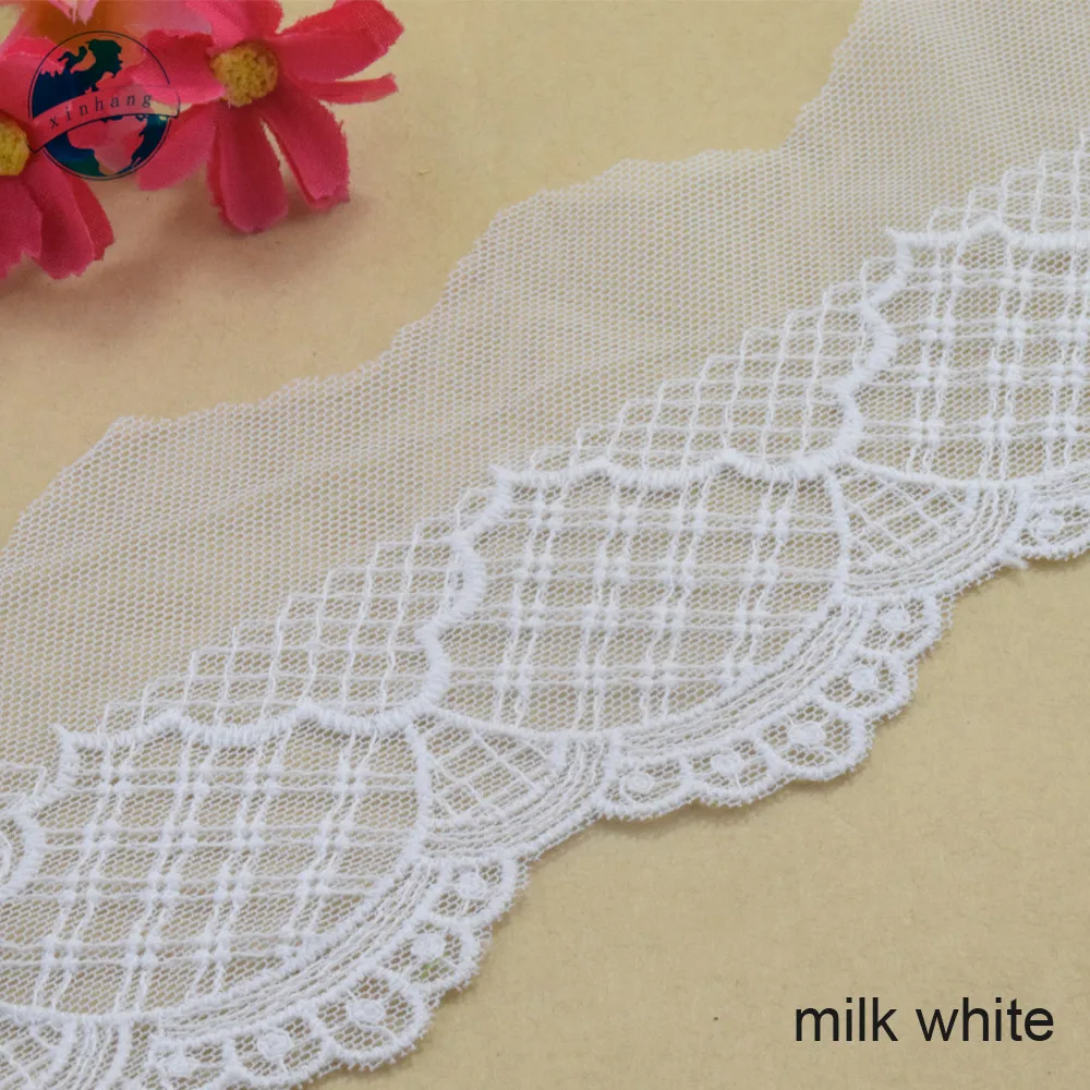 7cm Width Cotton Embroidery Mesh Lace Sewing Ribbon Guipure African Lace Fabric Trim Wedding Dress DIY Garment Accessories#3332