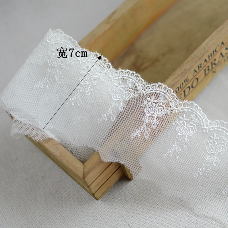 14yards white Gauze mesh embroidery thread Lace Trim lace fabric DIY clothing dress patchwork home textile Sewing Accessories