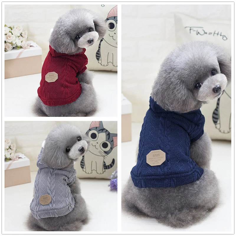 Winter Warm Dog Coat Jacket Knitting Sport Style Pet Cat Puppy Sweater Hooded Dog Clothes For Small Dogs