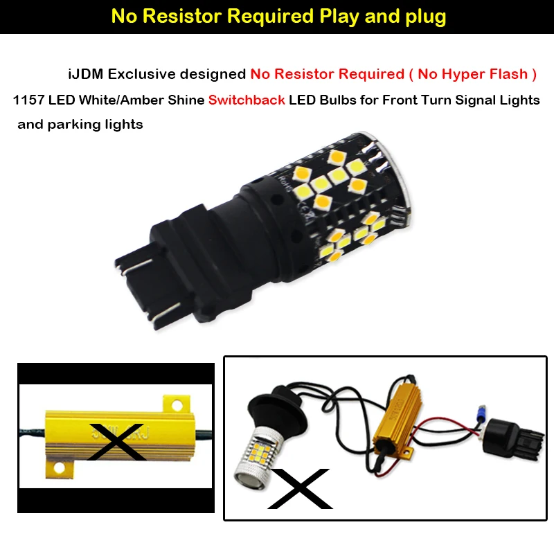 iJDM No Hyper Flash Car 3157 led Canbu P27/5W P27/7W T25 LED Bulbs For  Ford F-150 F-250 F-350 Turn Signal Light and DRL Bulbs
