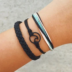 3PCS/Set Women Boho Beach Surf Femme Handmade Wave Charms Bracelet Wave Hippie Bohemian Bracelet Boyfriend Girlfriend Gifts