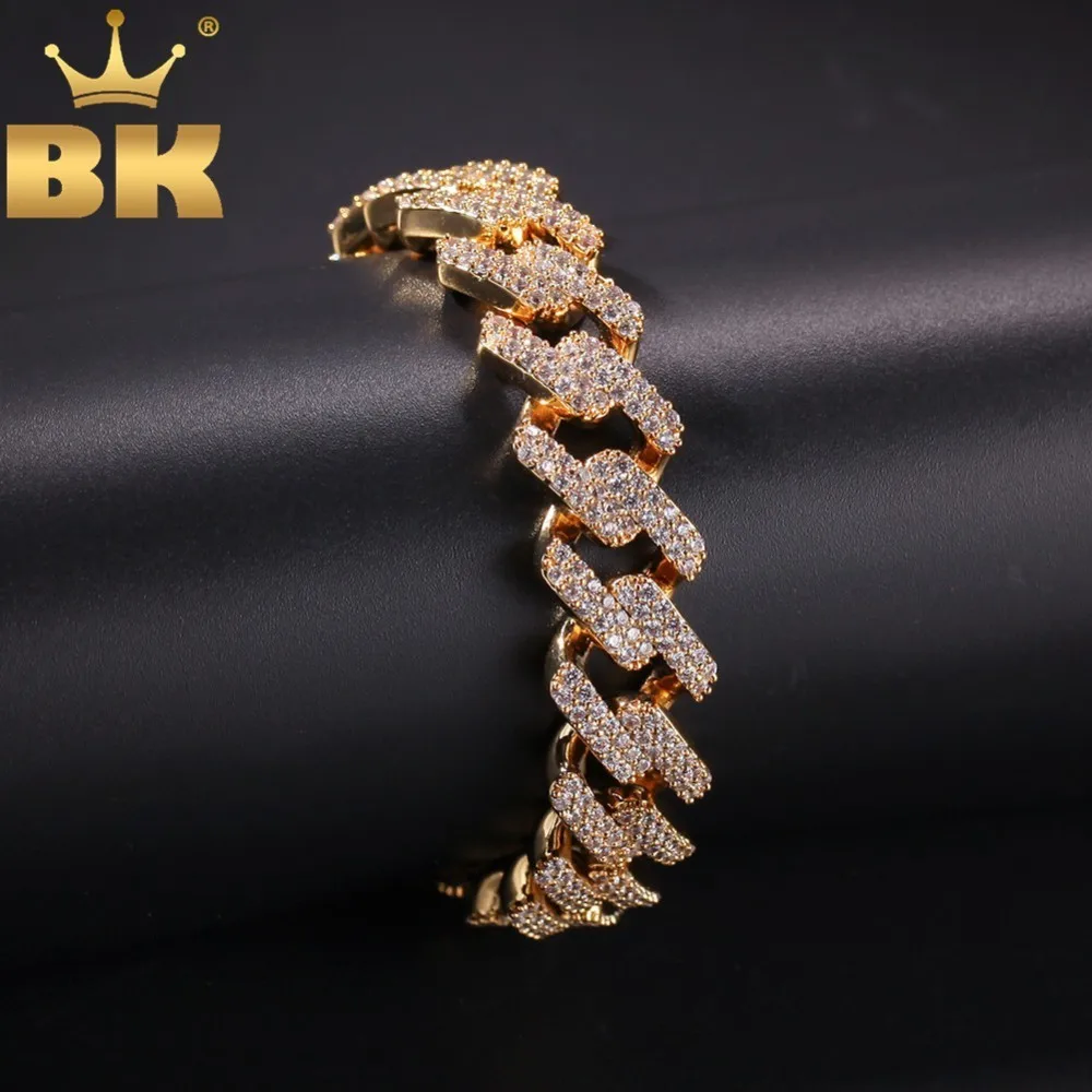 

Bring KING/7 дюймов, 8 дюймов, кукольные браслеты, 14 мм, блестящий Фианит, хип-хоп, золотой цвет, ювелирный браслет мужской
