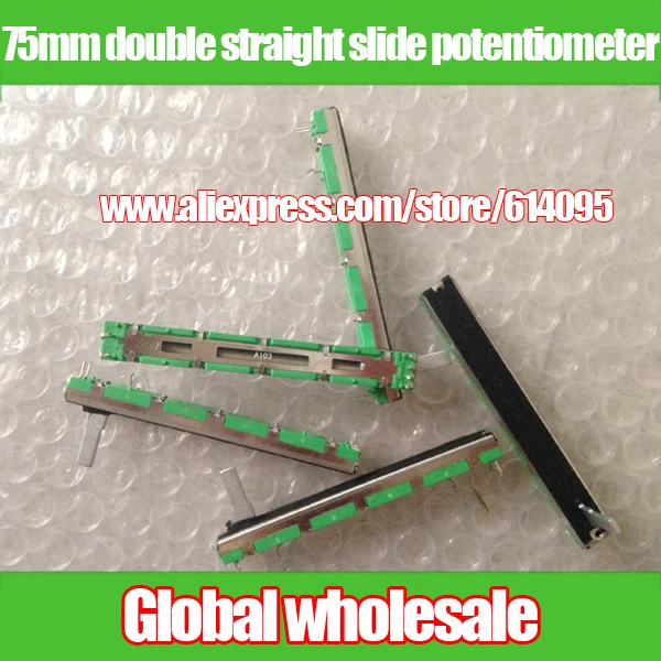 

10pcs 75mm double straight slide potentiometer / A20K A10K B10K B20K mixer fader