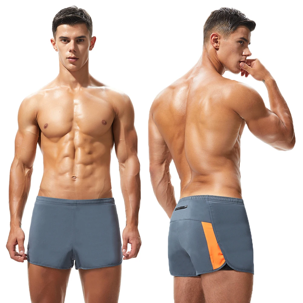 

2 in 1 Running Shorts Men Gray Gym Short M-XXL Ultralight Marathon Sports Short Deportivo Mujer Liner Zip Pocket Breeches