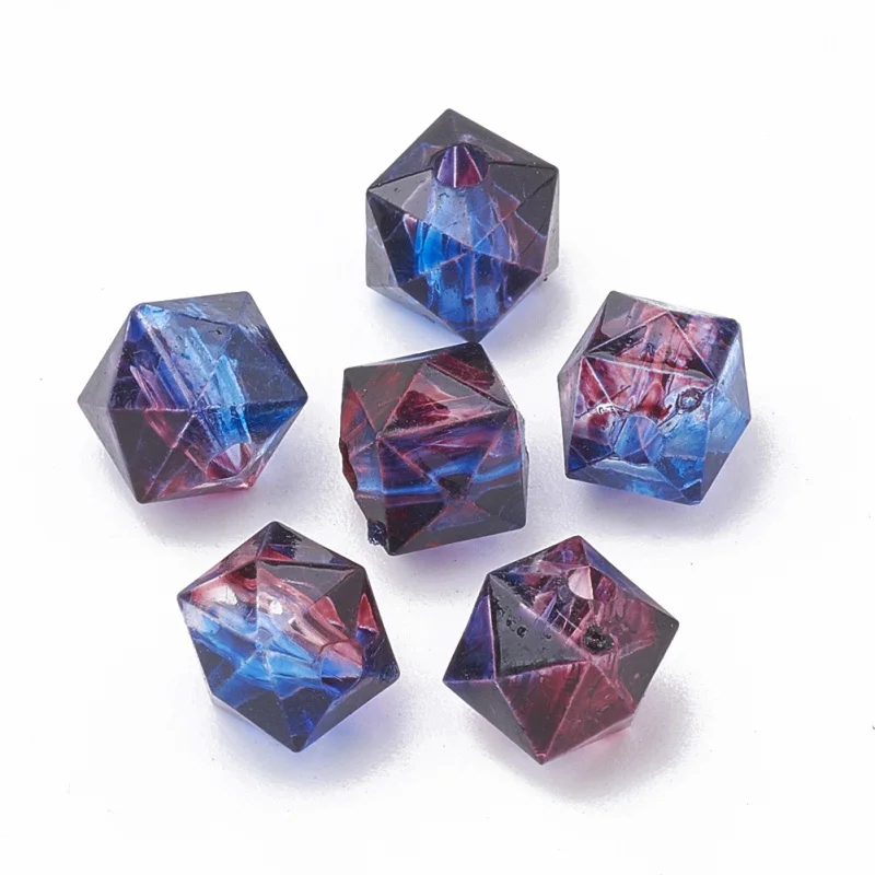 100pcs/bag Acrylic Beads Geometry Polygon Bead for Necklace Earrings DIY  Jewelry Making Supplies 7.5x8x8mm,Hole:1mm