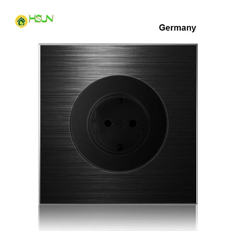 

86 type Germany France UK socket black aluminum alloy panel 1 2 3 4 gang 1 2way Switch socket Five hole Industry Switch Socket