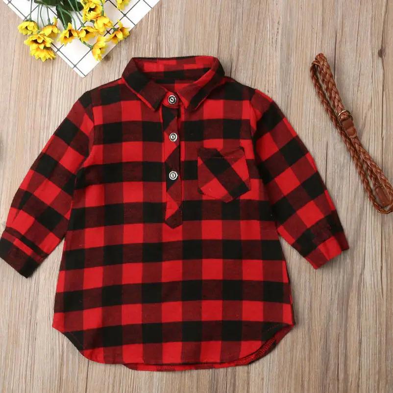 0-5T Christmas Toddler Newborn Kids Baby Girls Dress Red Plaid Cotton Princess Party Long Sleeve Dress Clothes Girl Autumn Dress