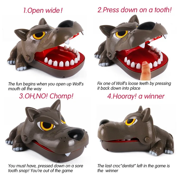 Grey Wolf Parent-Child Interactive Bite Finger Party Game Gift Novel and Interesting Children Family Hoax Desktop Challenge Toy