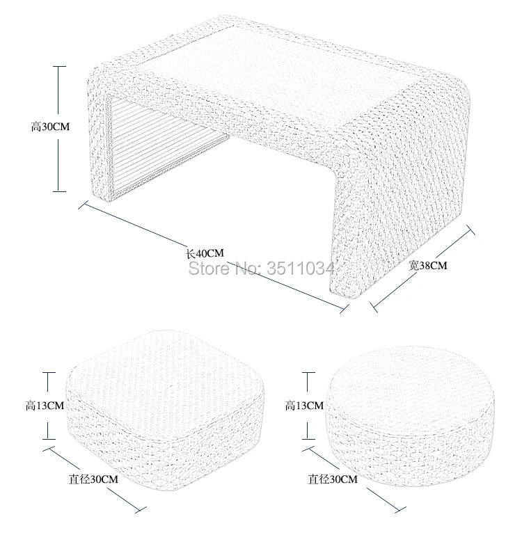 Japanese and Korean vine-woven straw-woven tatami tea table platform, Kang table, floating window table, small tea table