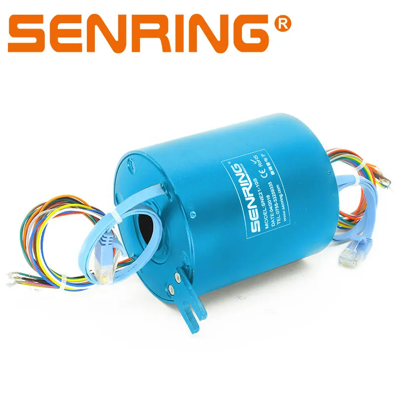 Ethernet Attraverso Il Foro Slip Ring con Diametro 25.4mm OD86mm 1 Canali Gigabit Ethernet Anelli Collettori con 10 Filo 2A GJ45 connettore maschio