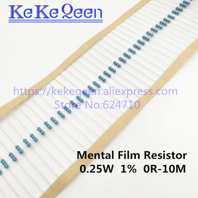 100PCS/LOT 0.25W 1% 1/4W Mental Film 22K 24K 27K 30K 33K 36K 39K 43K 47K 51K 56K 62K 68K 75K 82K 91K 100K 120K 150K 180K 200K