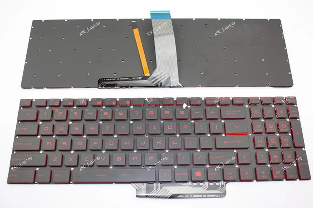 

New US English QWERTY Keyboard For MSI GL62 7REX GL62M 7RC GL62M 7RDX GL62M 7REX Laptop, RED BACKLIT, NO Frame, Red Printing