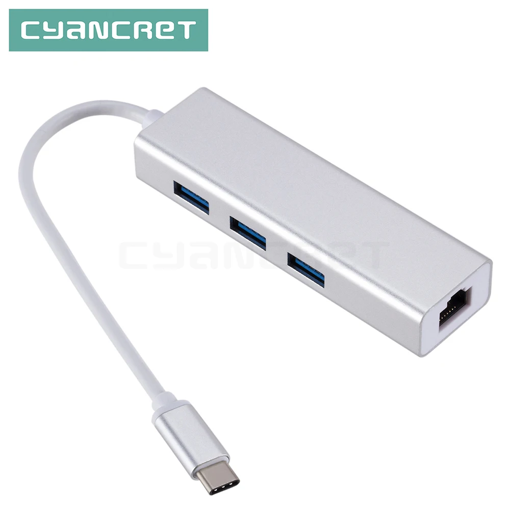 

Адаптер USB Type-C, док-станция, от 3,1 до USB 3,0x3, Ethernet LAN RJ45, сетевая карта, кабель передачи данных, конвертер для MacBook, Windows, ноутбука