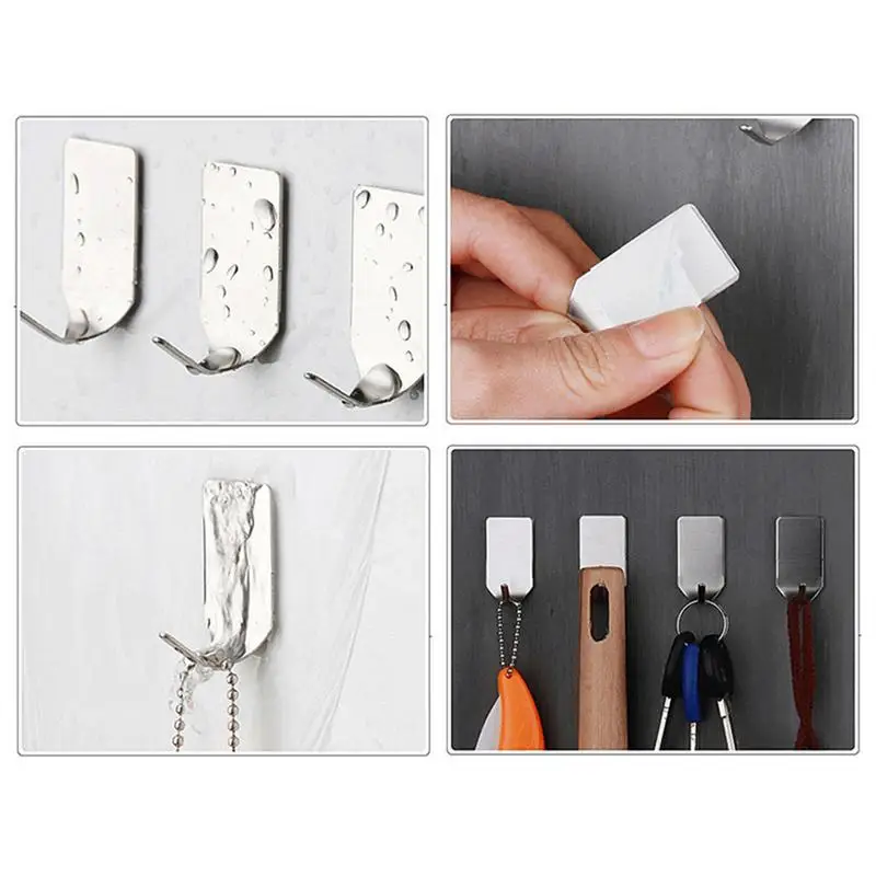 8Pcs Hooks Self Adhesive Home Kitchen Wall Door Stainless Steel Holder Hook Hanger Hooks For Hanging Dropshipping p40