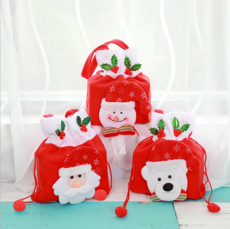 

10/pcs Cartoon Style Christmas Gift Bags Xmas Christmas Candy Bag Accessories Christmas Decorations for Home 2018 for Children