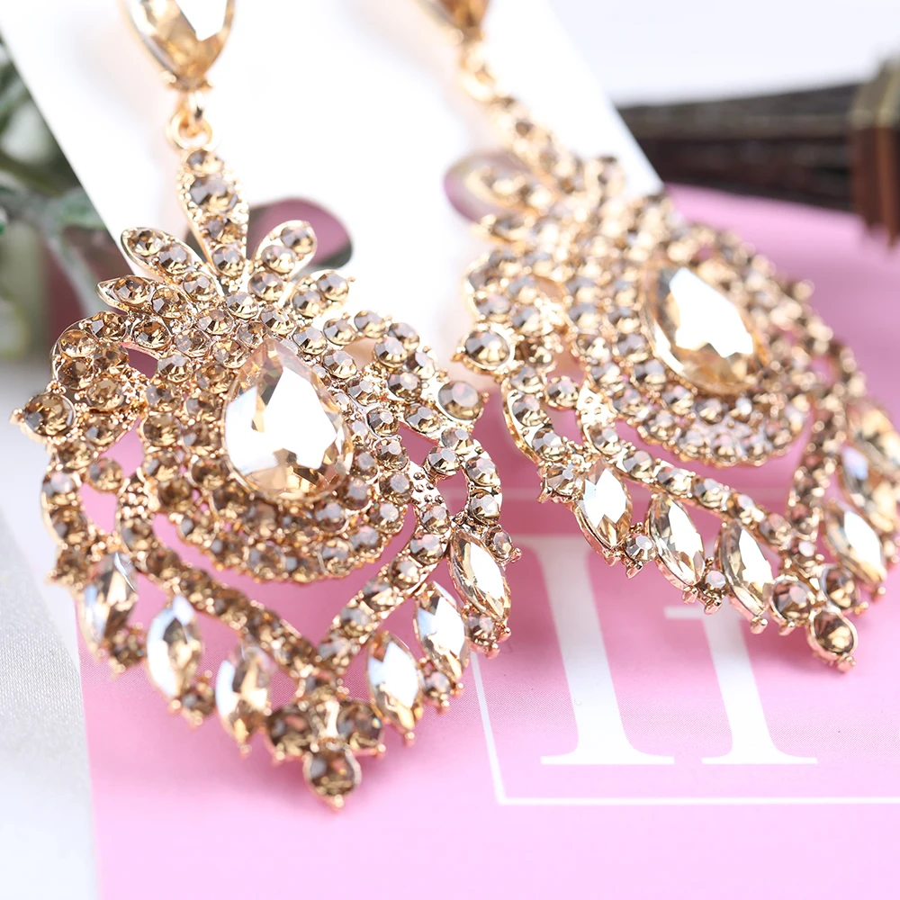 VEYO Luxury Full Rhinestone Crystal Drop Earrings for Women Vintage Dangle Earrings Fashion Jewelry New Gift