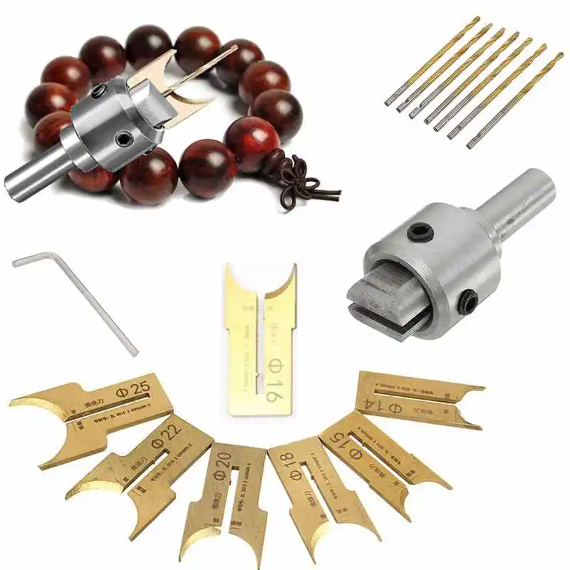 16Pcs Carbide Ball Blade Woodworking Milling Cutter Molding Tool Beads Router Bit Drills Bit Set 14-25Mm