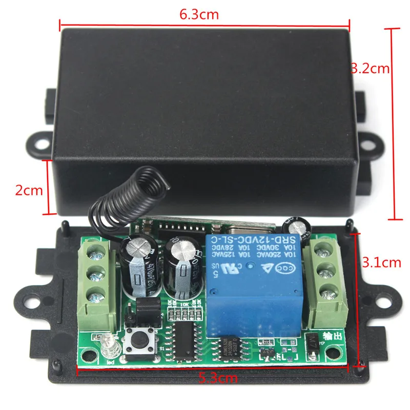 DC 12V 10A 1CH bezprzewodowy RF pilot zdalnego sterowania transmiter z przełącznikiem odbiornik przekaźnik 2 przyciski wodoodporny pilot zdalnego