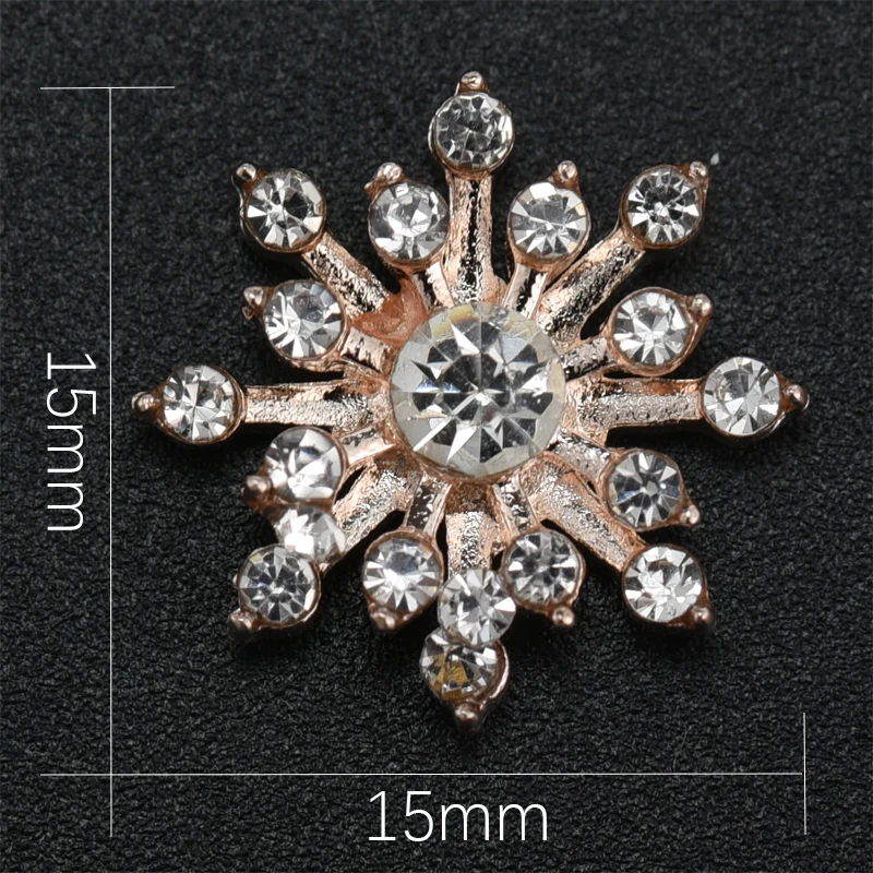 10Pcs/Lot 15mm Flower Decorative Rhinestone Buttons For Baby Hair Accessories Dress Crafts Jewelry DIY Accessories Scrapbooking